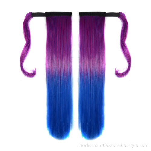 Top Quality Natural Color Chorliss Goddess Long Straight With Wrap Around Japanese Synthetic Fiber High Ponytail Hair Extension